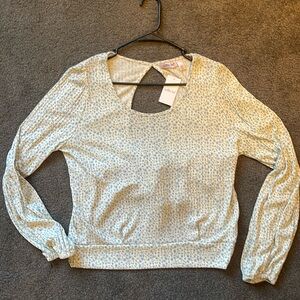 Long Sleeve Open Back with Bow Floral Shirt